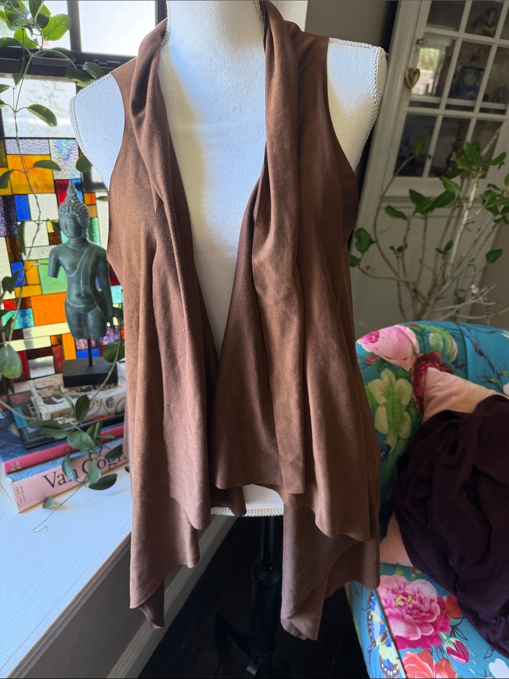 Apt 9 Brown Faux Suede Laser-Cut Circle Medallion Tunic